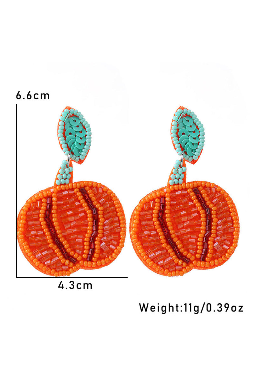 Boucles d'oreilles pendantes en perles de riz et citrouille d'Halloween