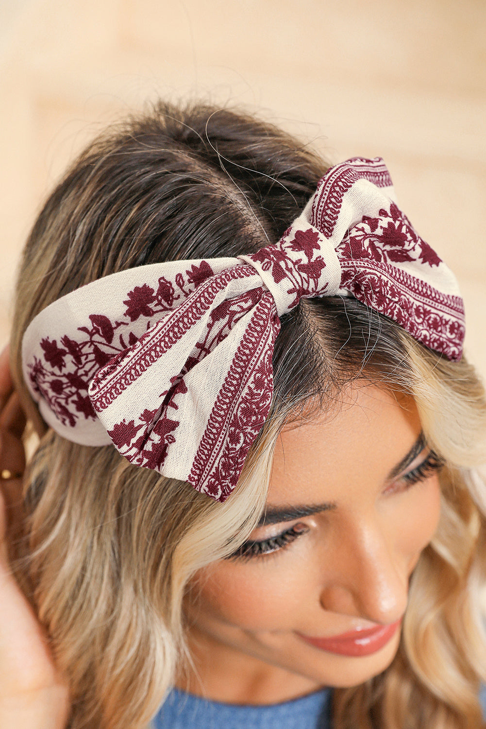 Retro Floral Vine Printed Bow Knot Headband