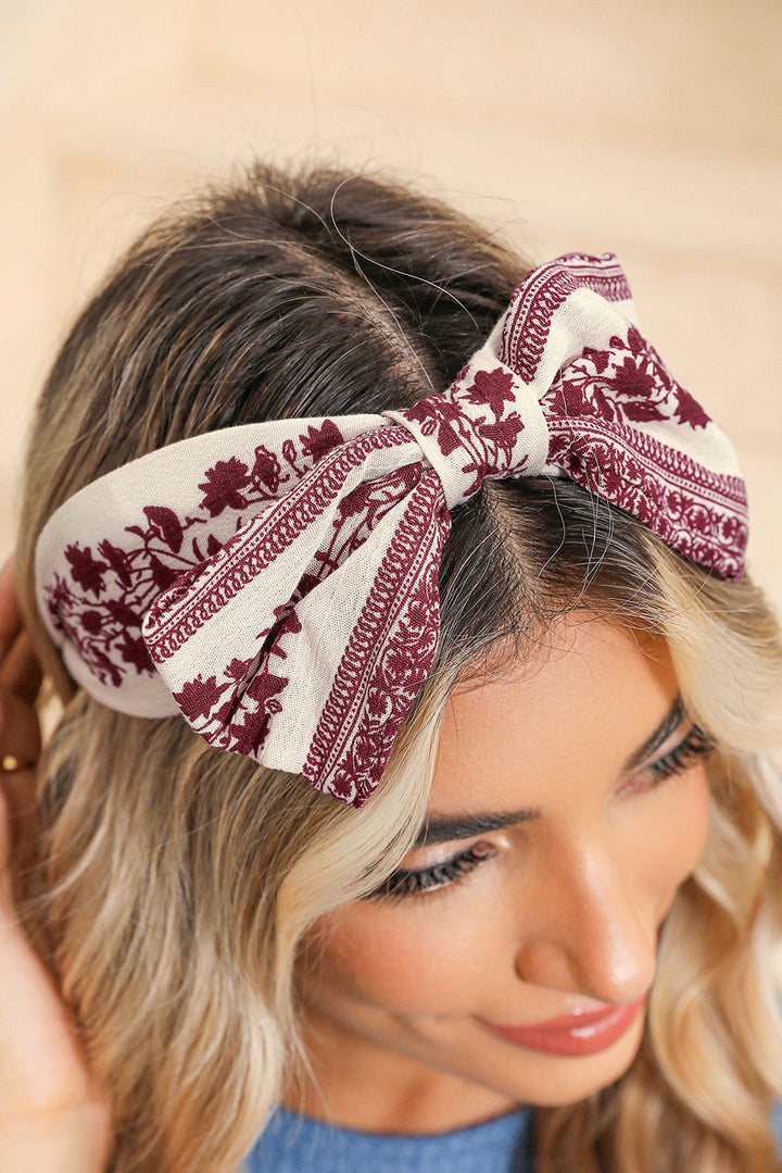 Retro Floral Vine Printed Bow Knot Headband