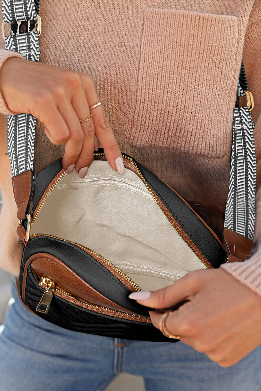 Gesteppte Umhängetasche aus Kunstleder 22*6*16cm