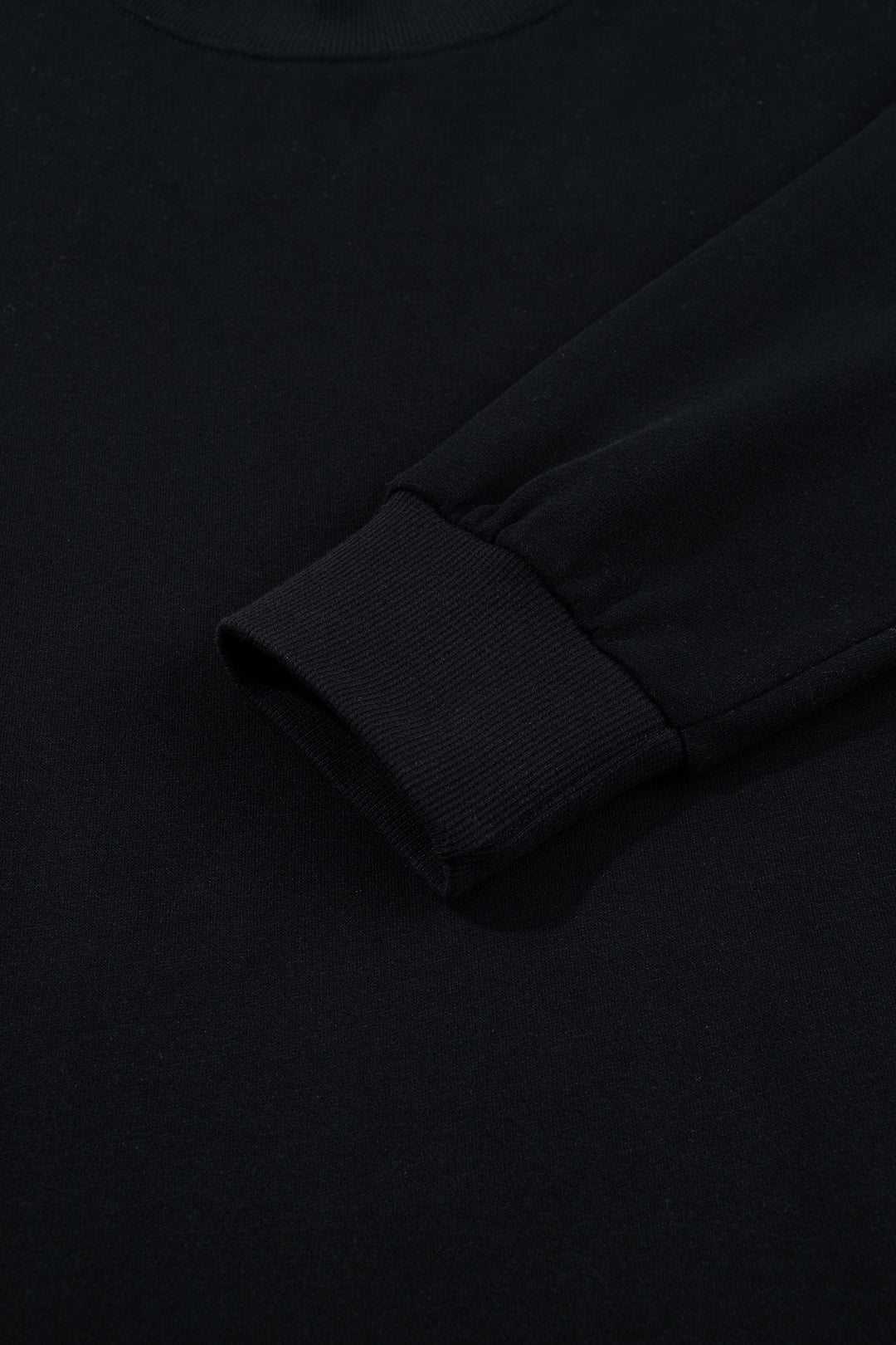 Black Solid Color Oversized Mock Neck Sweatshirt