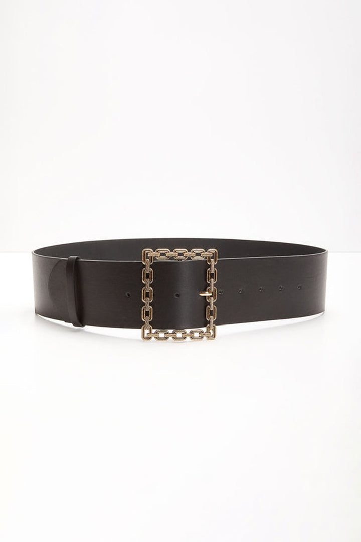 Ceinture en similicuir à boucle carrée