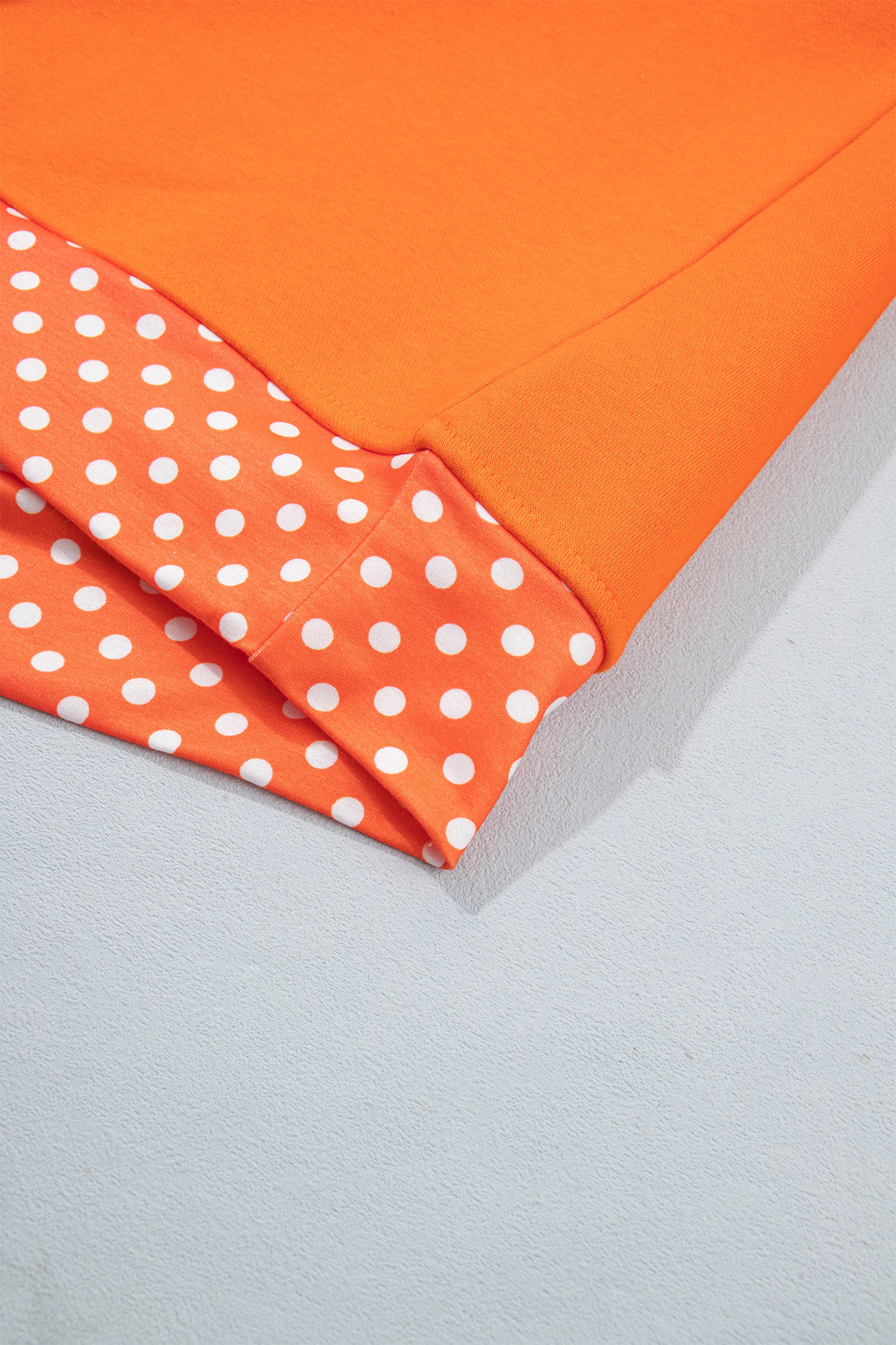 Grapefruit Orange Polka Dot Letter Print Contrast Trim Mock Neck Sweatshirt