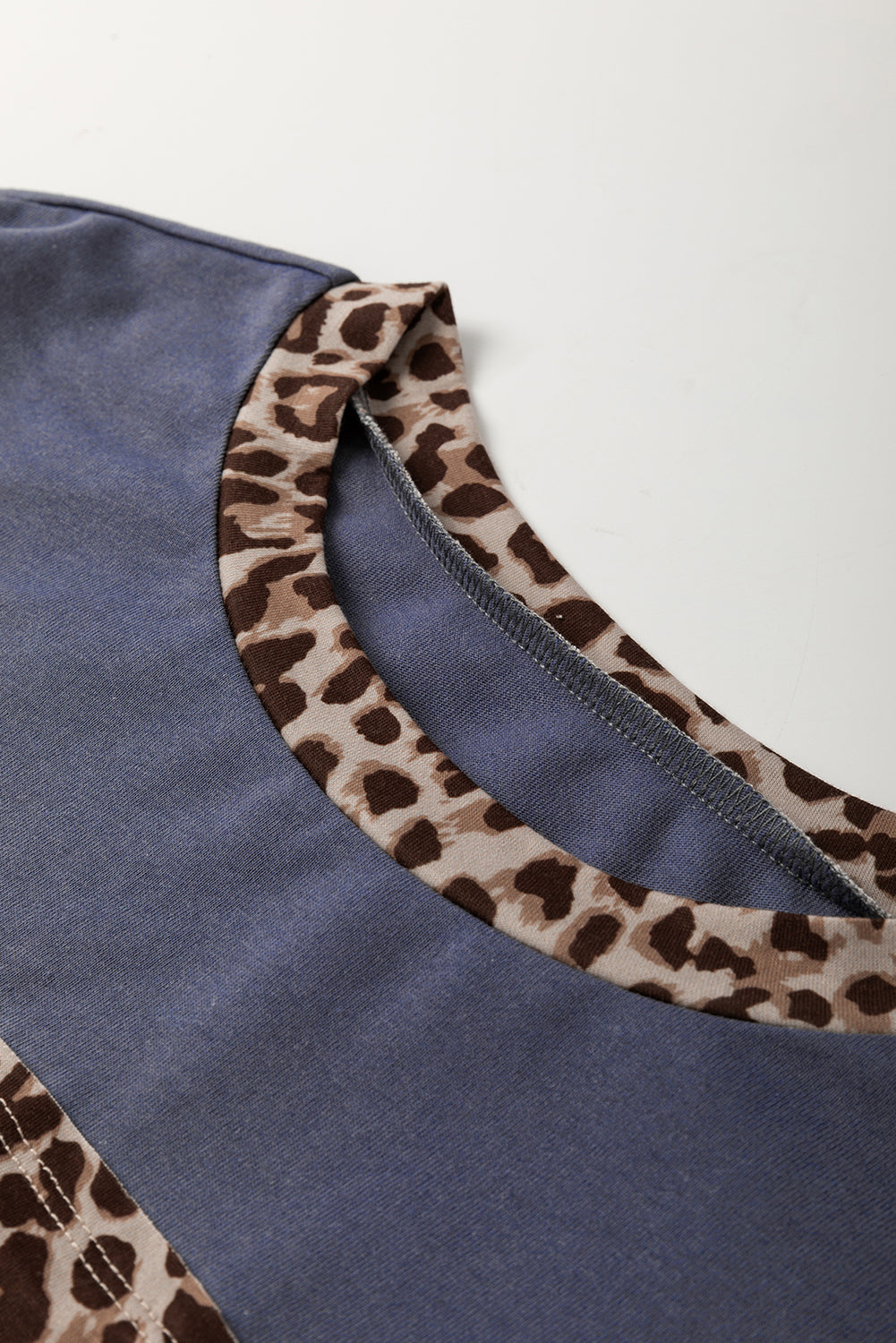 Leopard Colorblock Patchwork Long Sleeve 100%Cotton Top