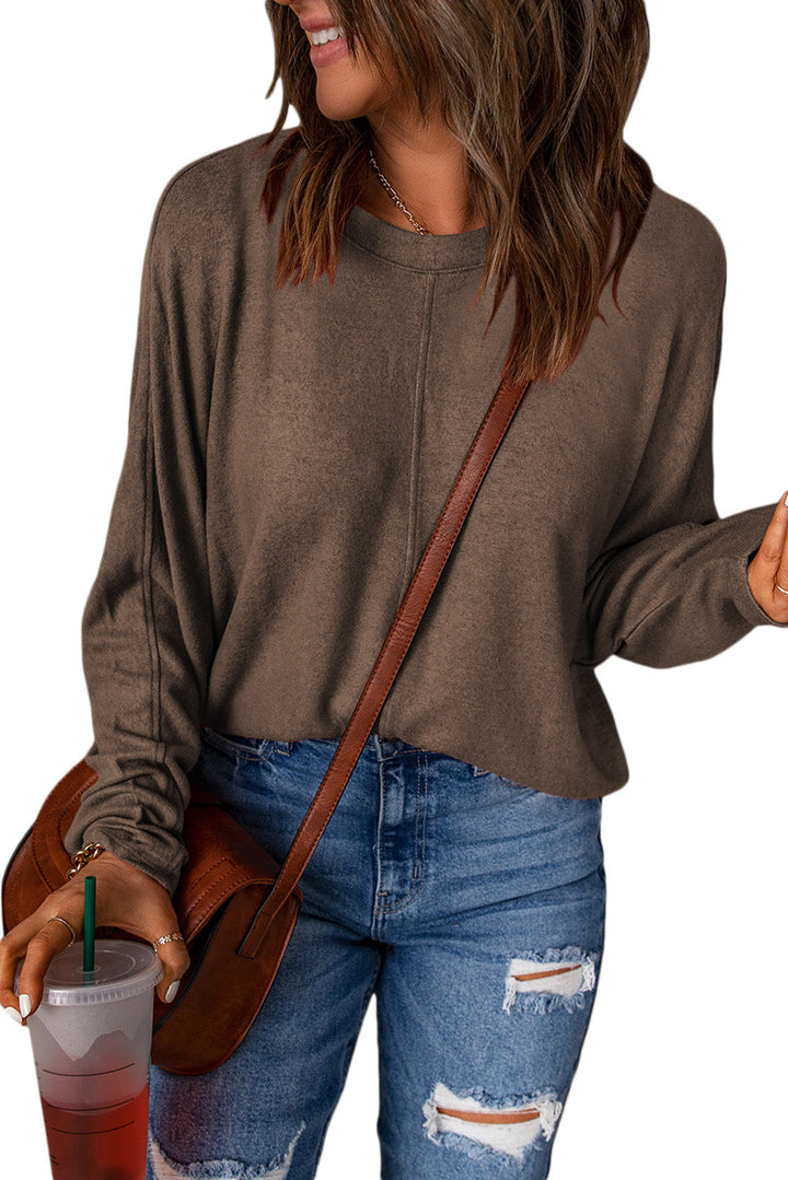 Fiery Solid Color Patchwork Long Sleeve Top