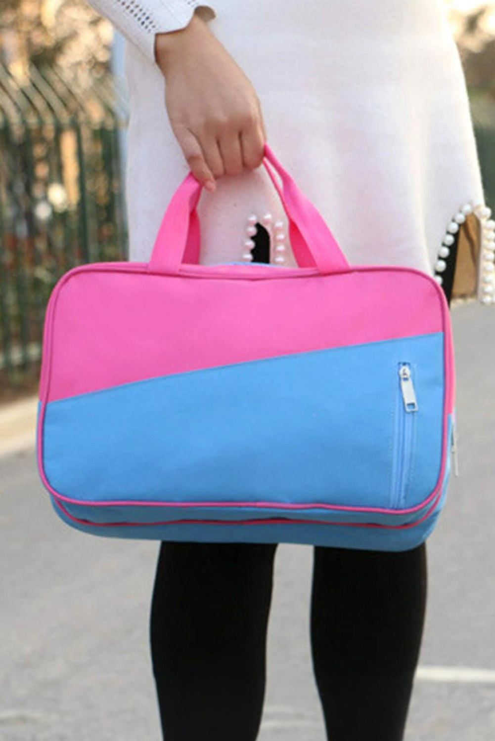 Color Block Multi Zip Pocket Portable Yoga Bag