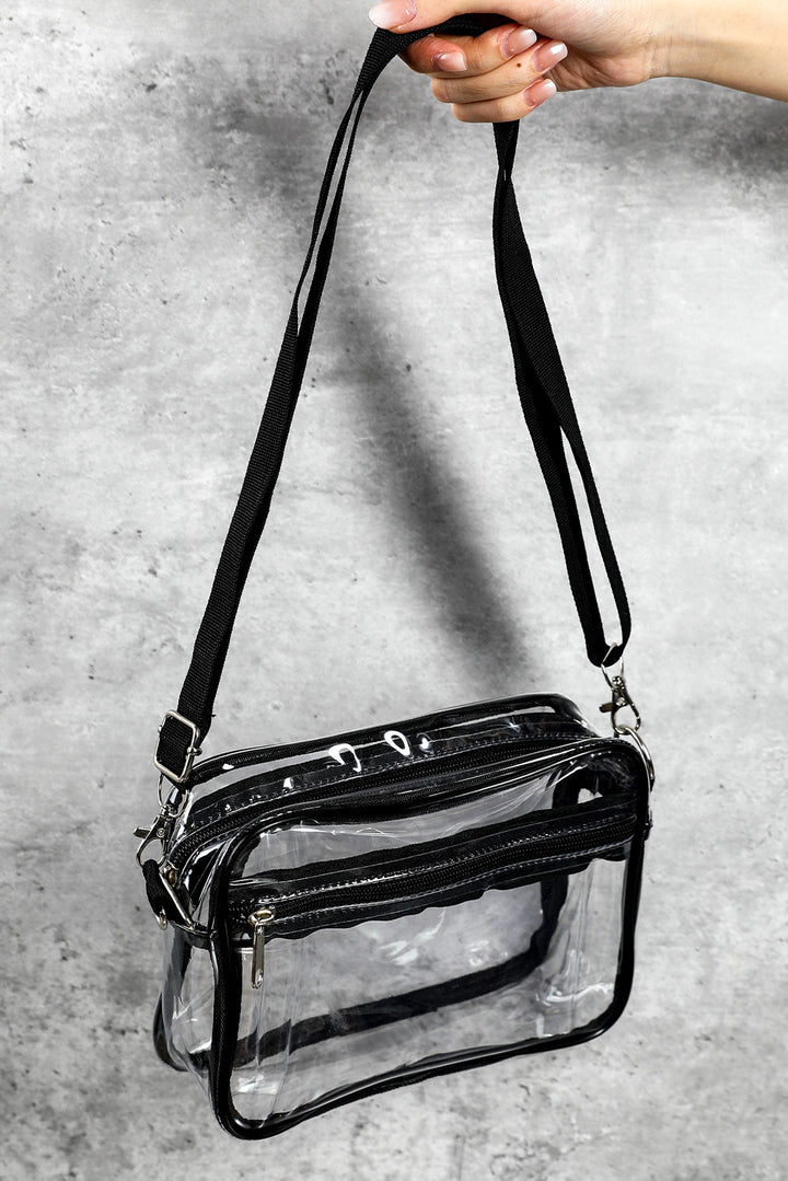 Multi-Pocket Contrast Edge Detachable Strap Clear Shoulder Bag