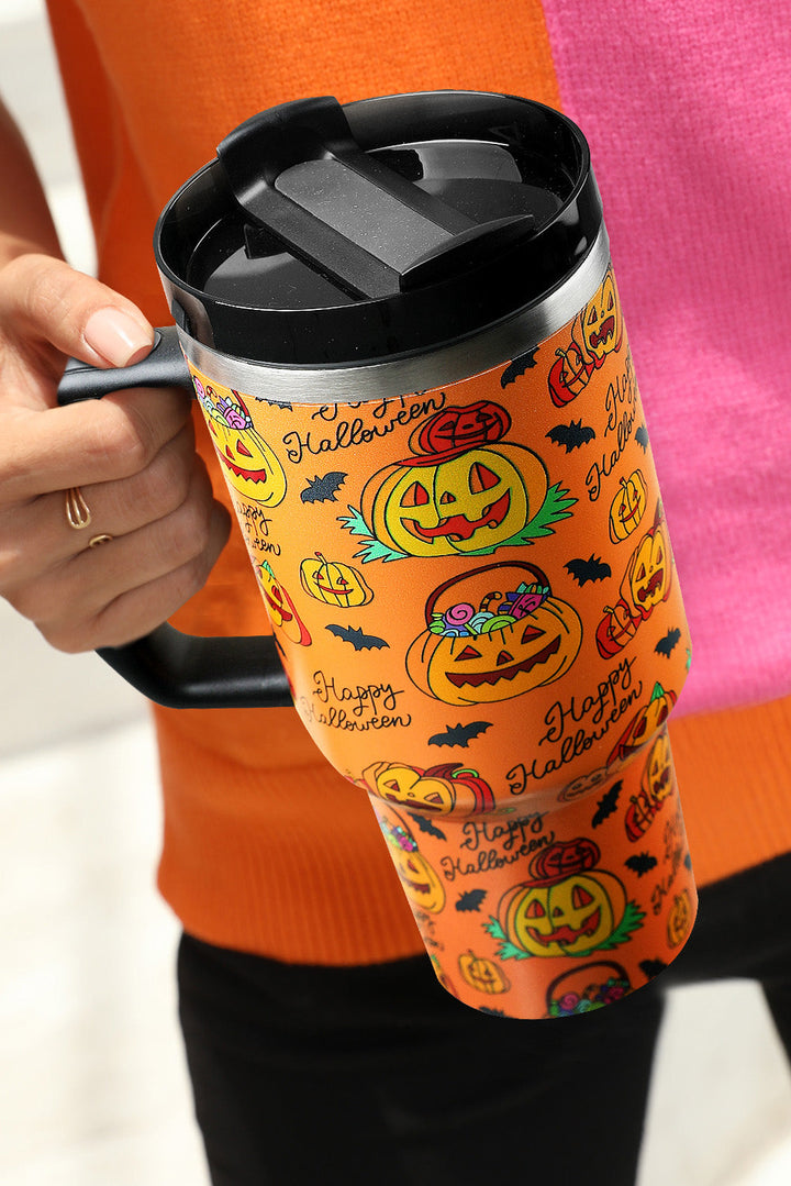 Grand gobelet à poignée imprimé citrouille d'Halloween 40 oz
