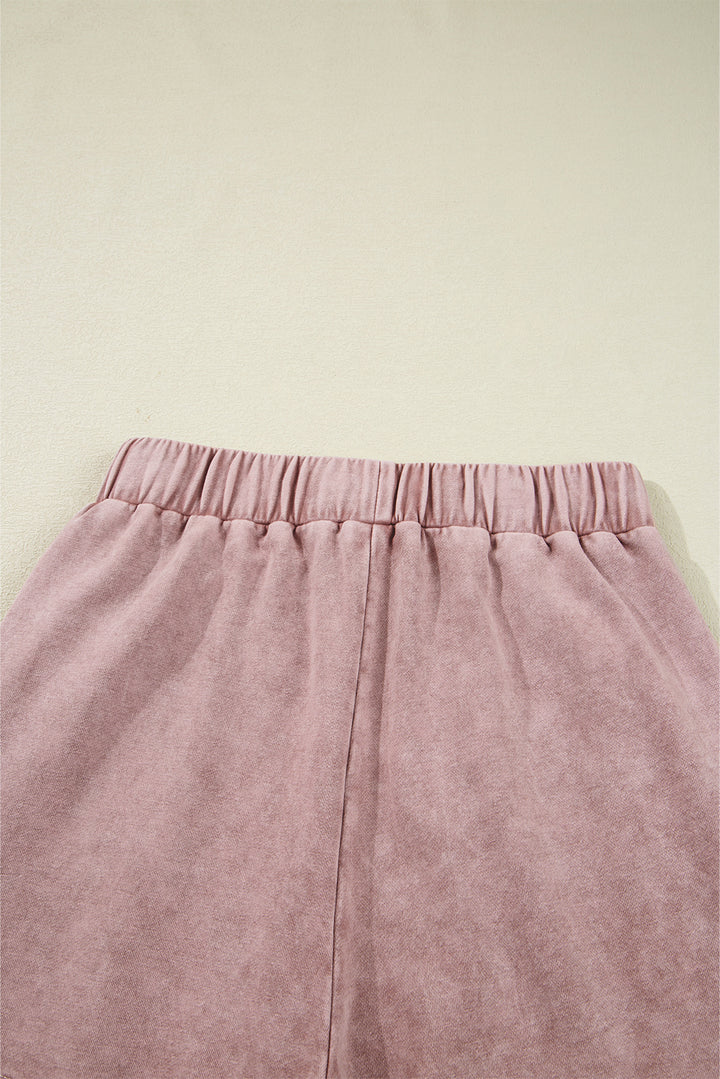 Careys Mineral Wash Tiered Wide Leg Patchwork Drawstring Pants