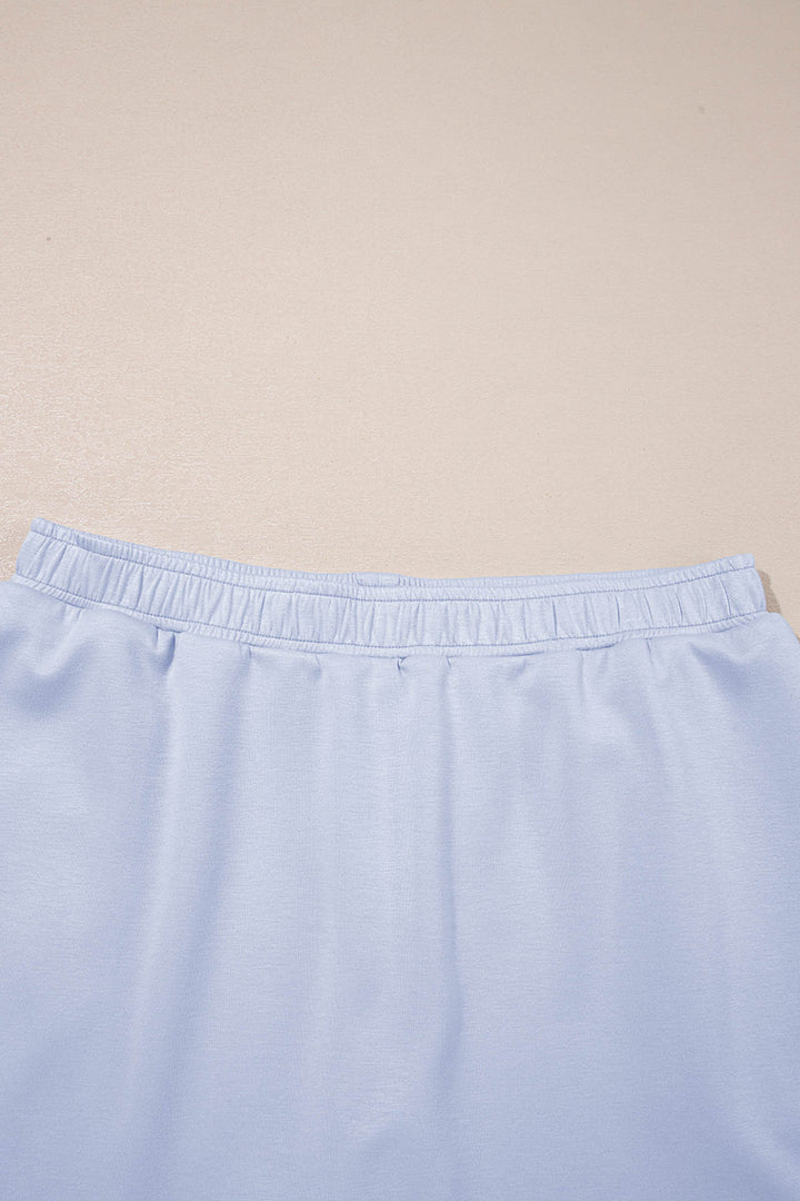 Beau Blue Pearl Embellished Scallop Trim Top 2 Piece Skort Set
