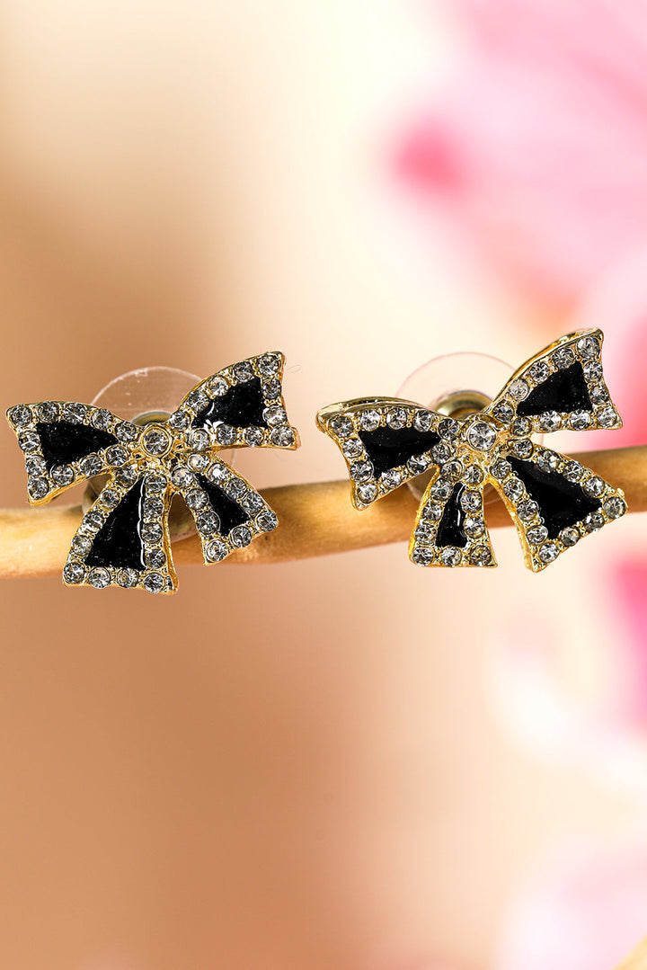 Boucles d'oreilles à tige en forme de nœud papillon en strass