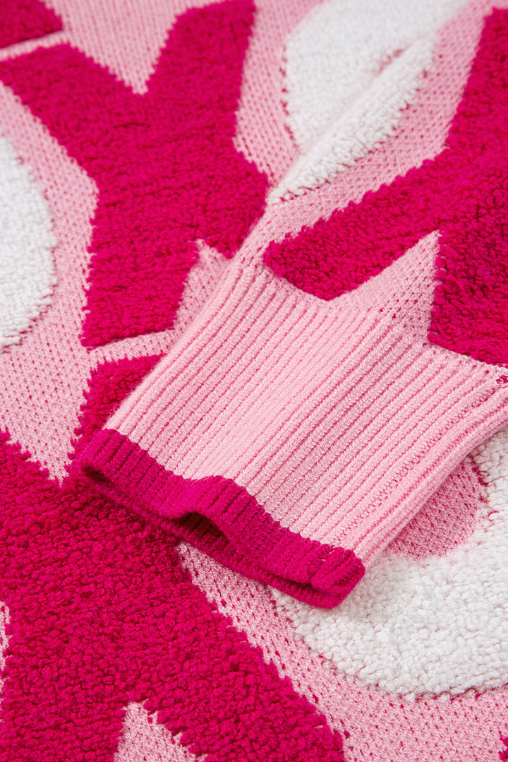 XOXO Pattern Drop Shoulder Crewneck Valentines Sweater