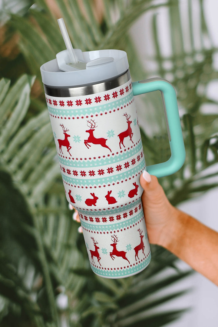 Gobelets en acier inoxydable avec poignée et imprimé de Noël, 1 134 ml