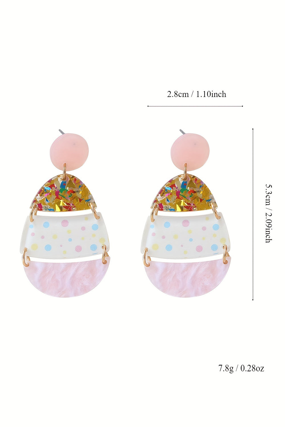 Boucles d'oreilles pendantes en forme d'œuf de Pâques imprimé mignon