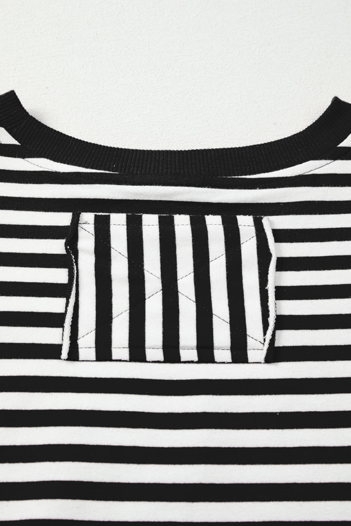 Exposed Seam Drop Shoulder Casual Pullover Top