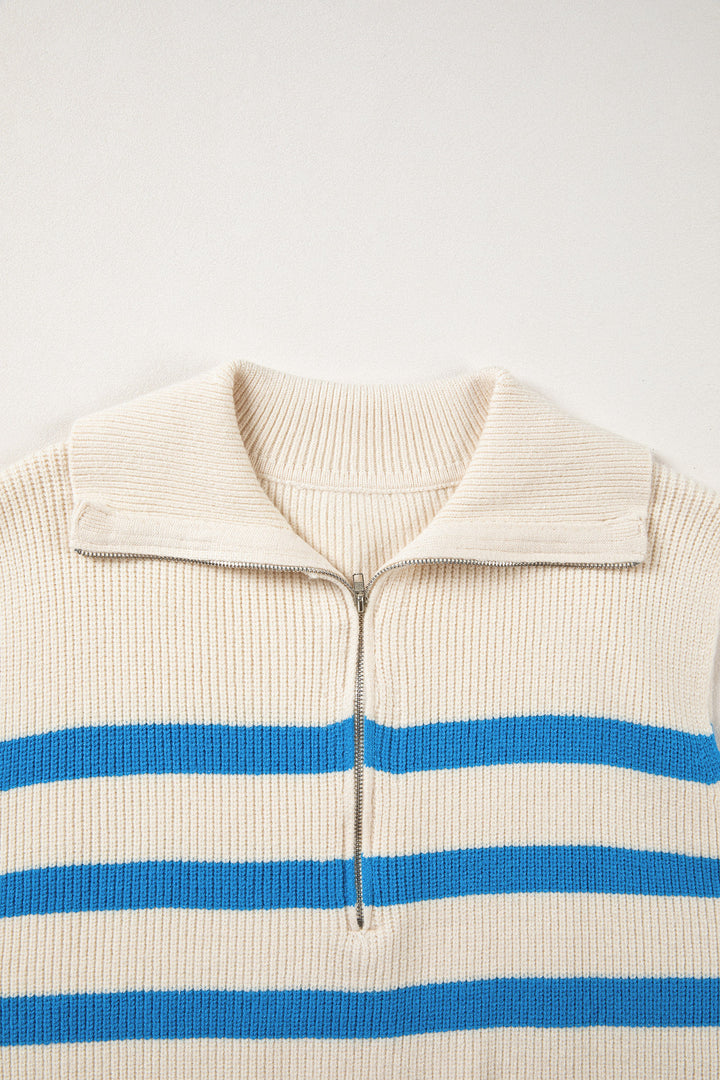 Ribbed Half Zip Collared Sweater Vest