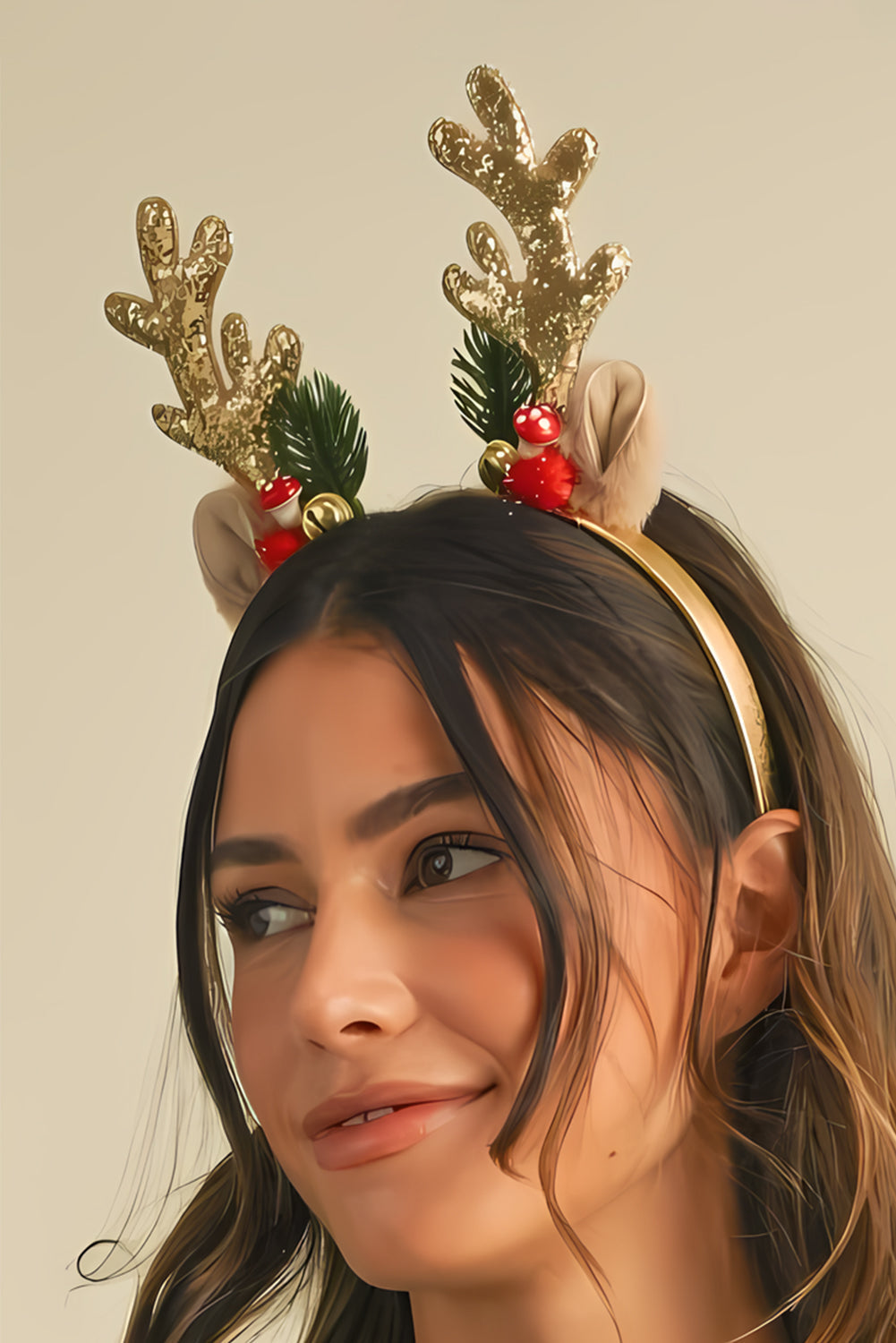 Christmas Reindeer Sequined Bell Headband