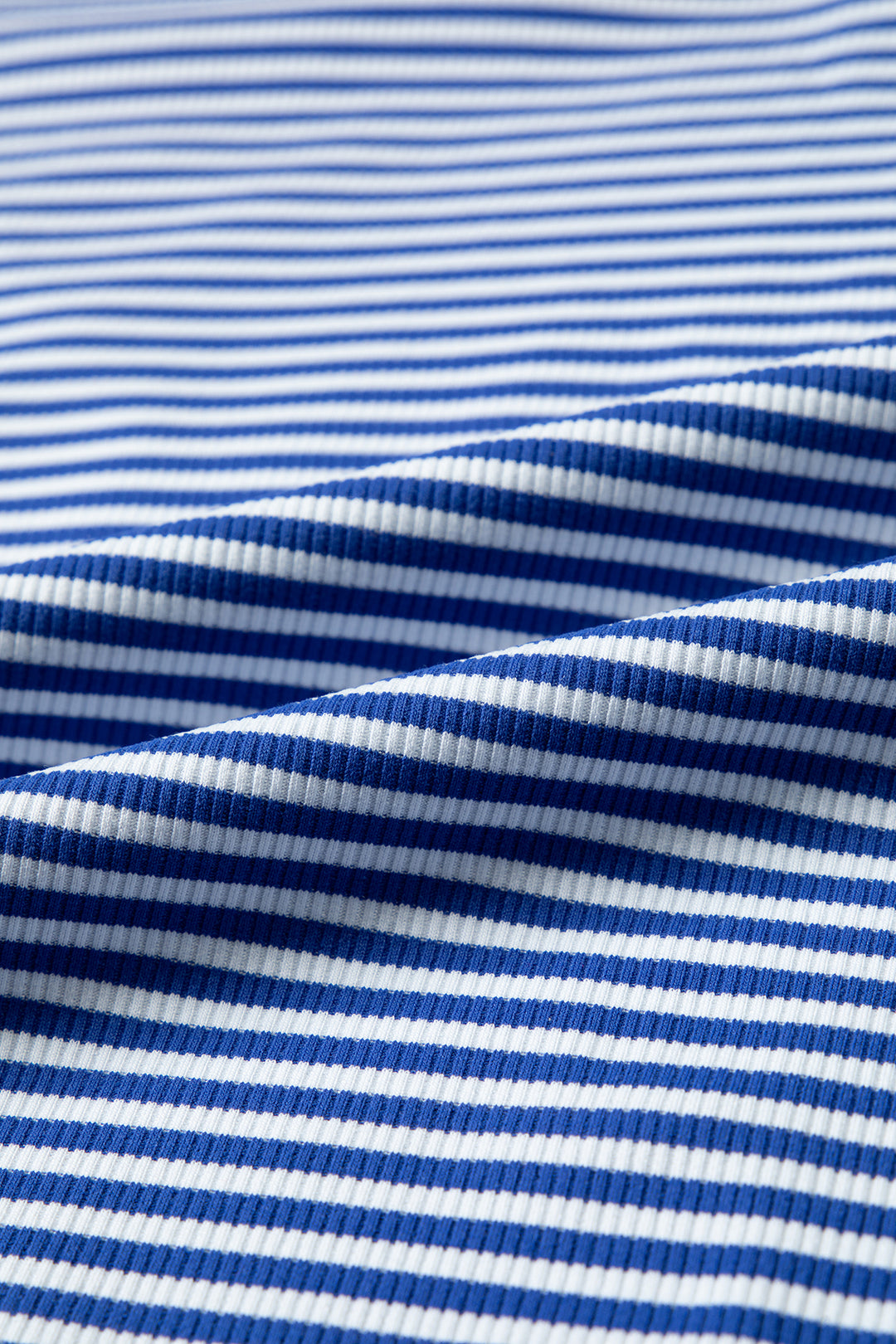 Blue Stripe Oversized Long Sleeve Top Drawstring Loose Shorts 2pcs Set