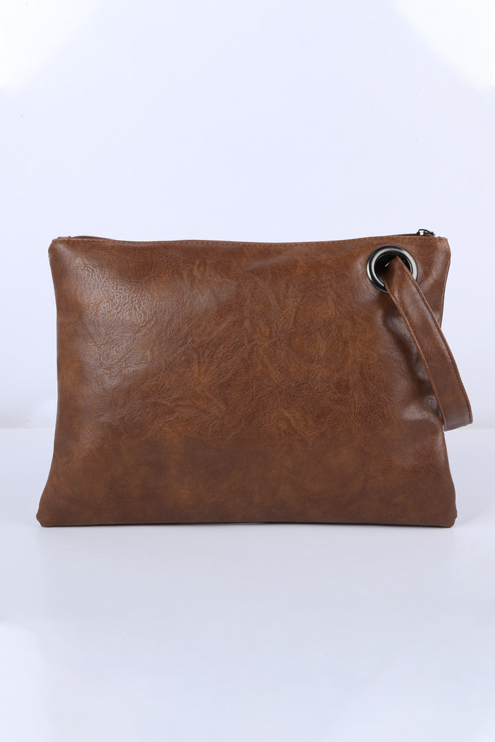 Vintage Leather Oversized Clutch Bag