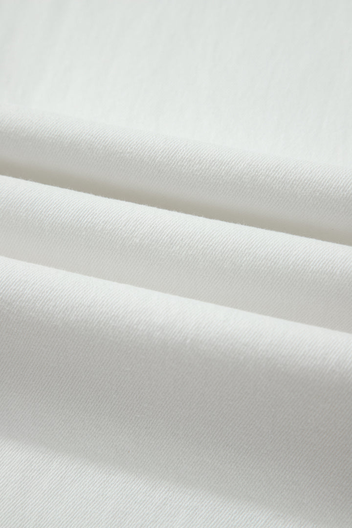 White 2-Button High Waist Wide Leg Jeans