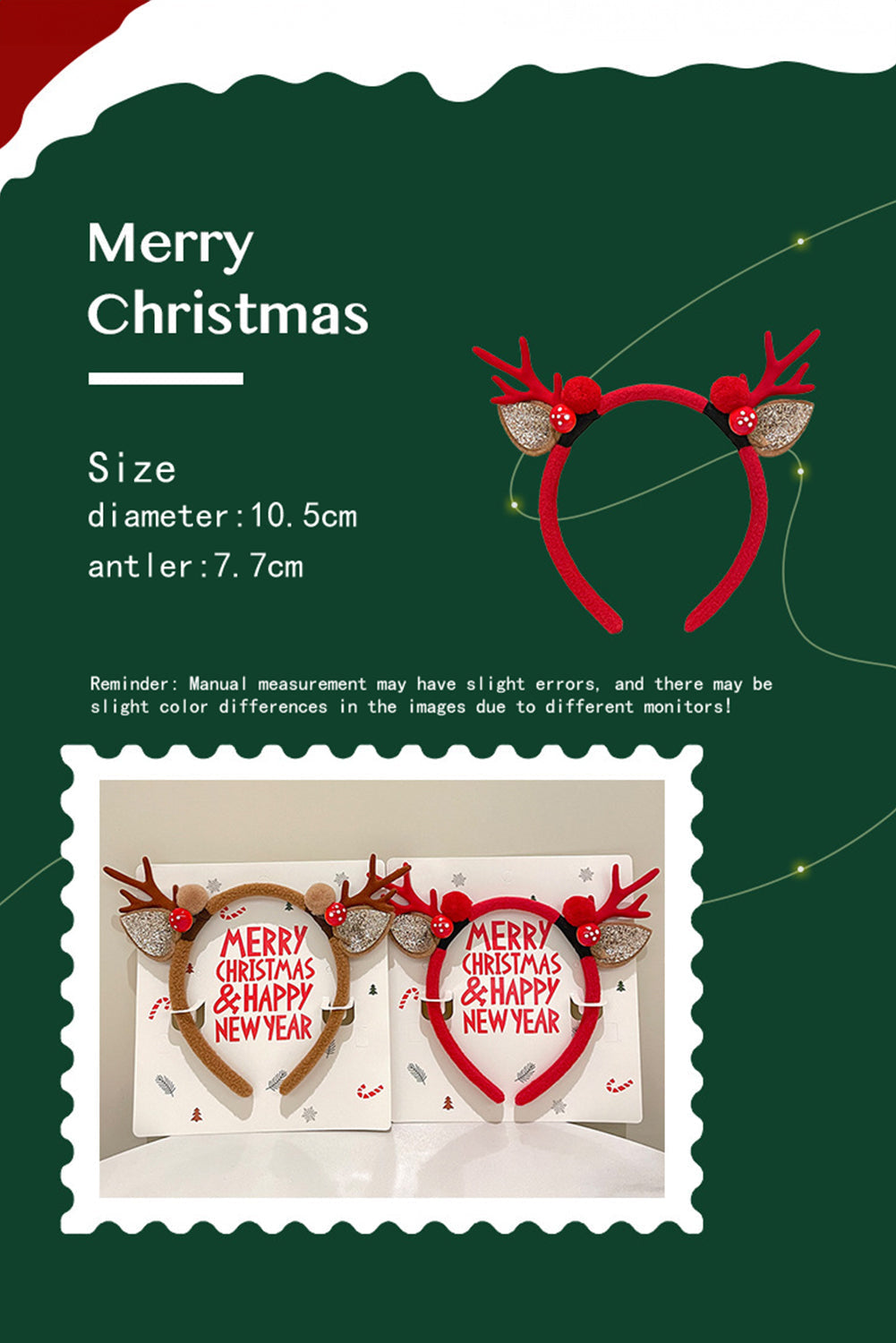 Weihnachts-Stirnband mit Rentiergeweih