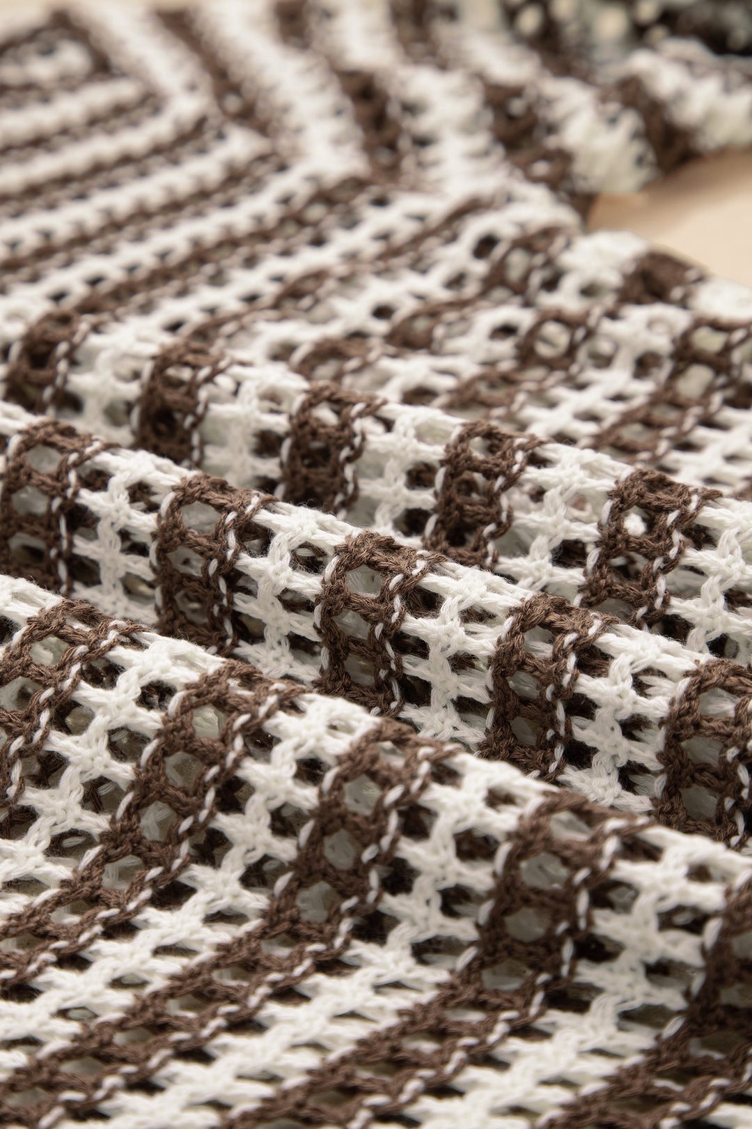 Eyelet Hollow-out Contrast Collared Pullover Chic Sweater