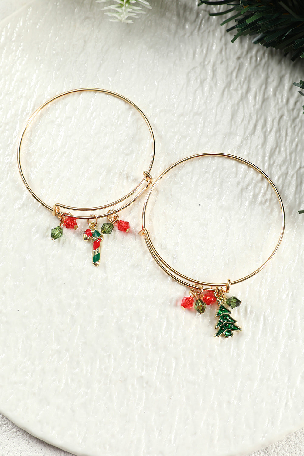 Bracelet pendentif en perles de canne à sucre de Noël