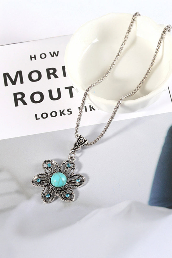Collier en alliage avec pendentif fleur décorative
