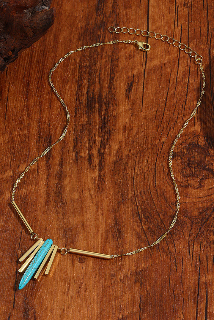 Turquoise Metal Bars Chain Necklace