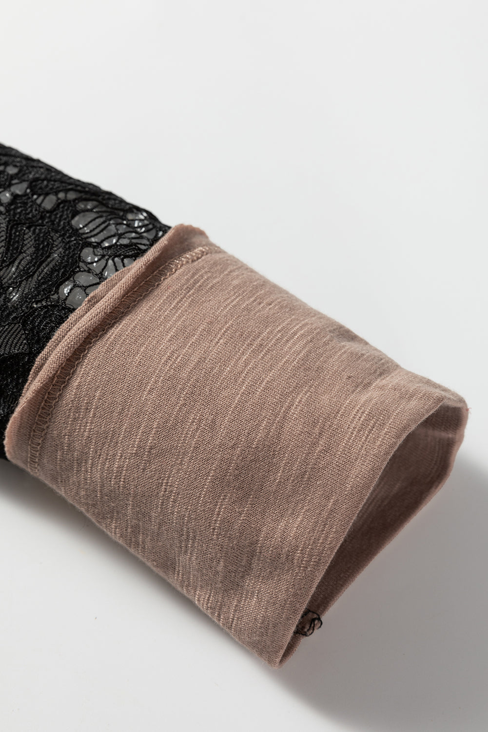 Sheer Lace Patchwork Casual Long Sleeve Tee
