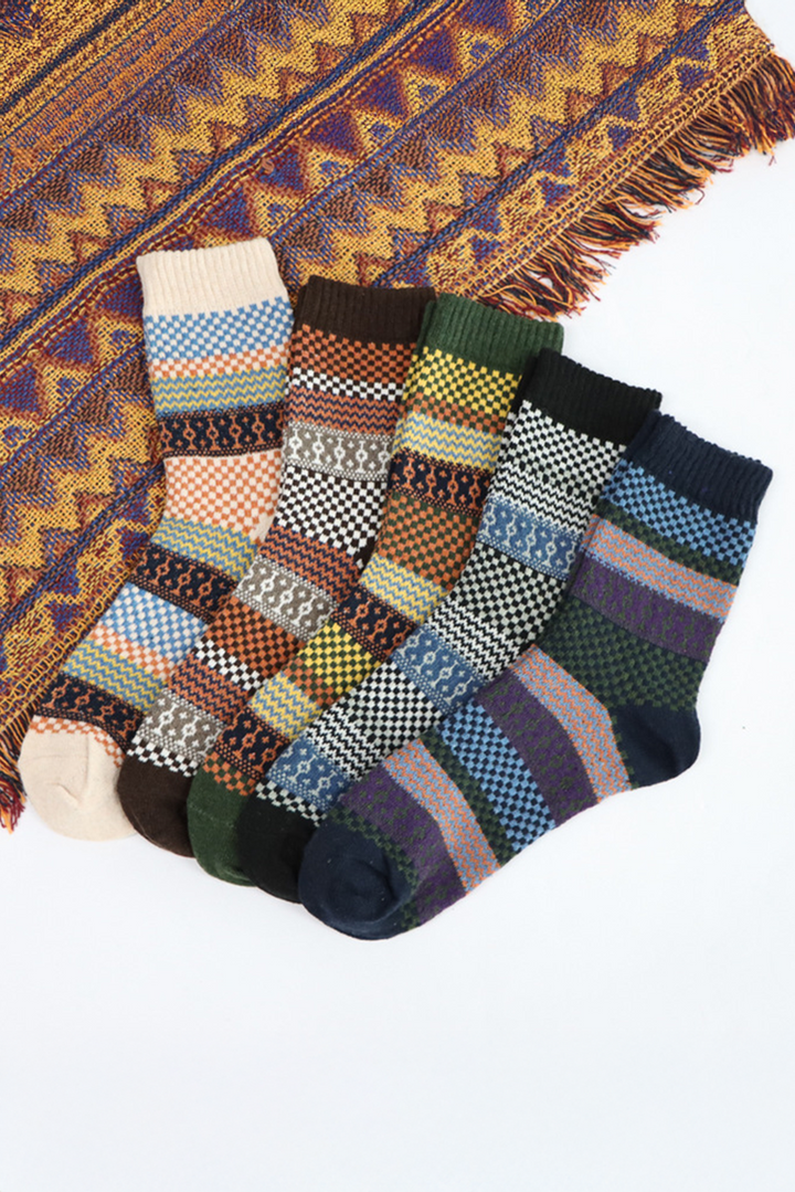 Ensemble de chaussettes douces à carreaux bohèmes