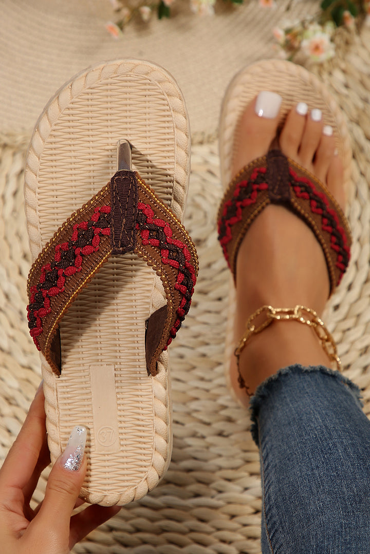 Woven Strap Flat Flip Flops