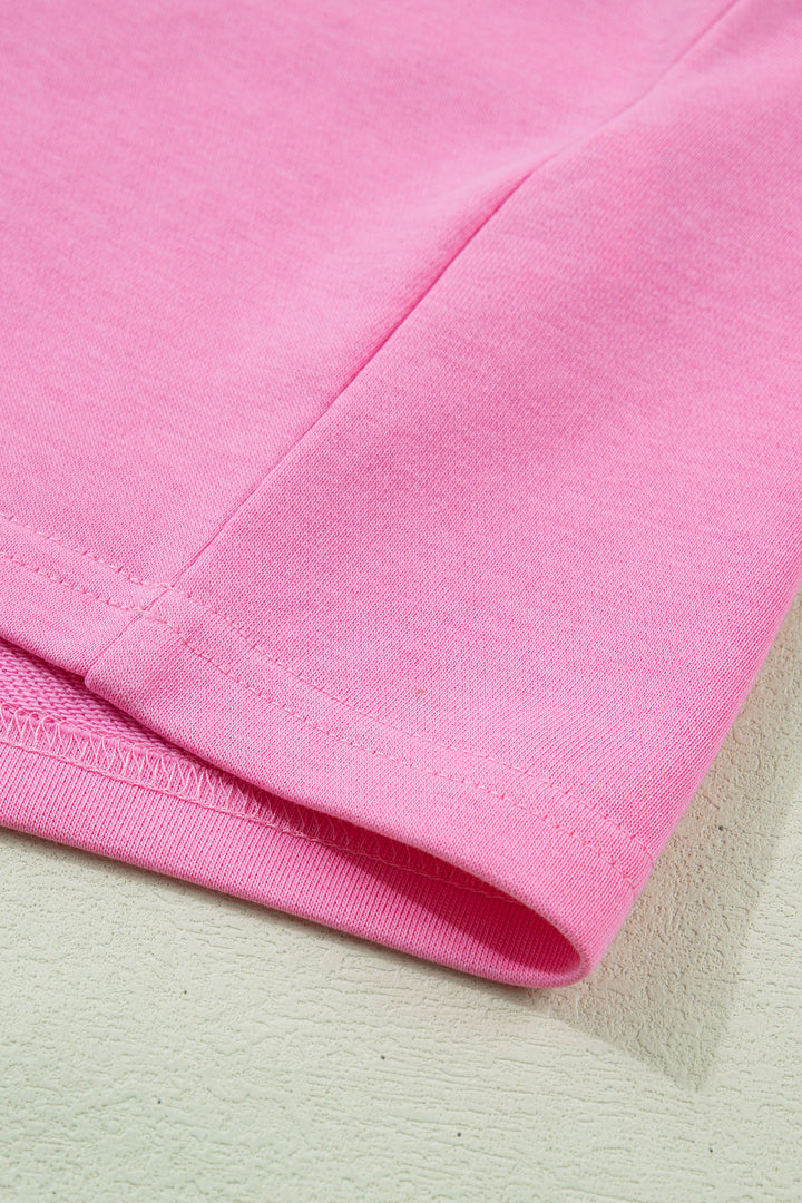 Sachet Pink Striped Frilled Collar Short Sleeve Blouse