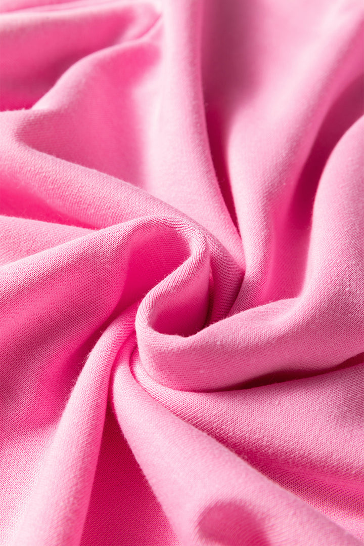 Sachet Pink Girly Bow Embroidered Detail Puff Sleeve Pullover 2pcs Short Set