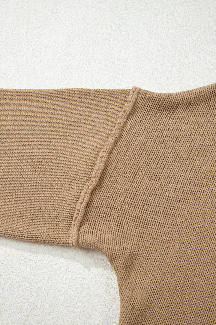 Pale Khaki Exposed Seam Oversize Sweater Mini Dress