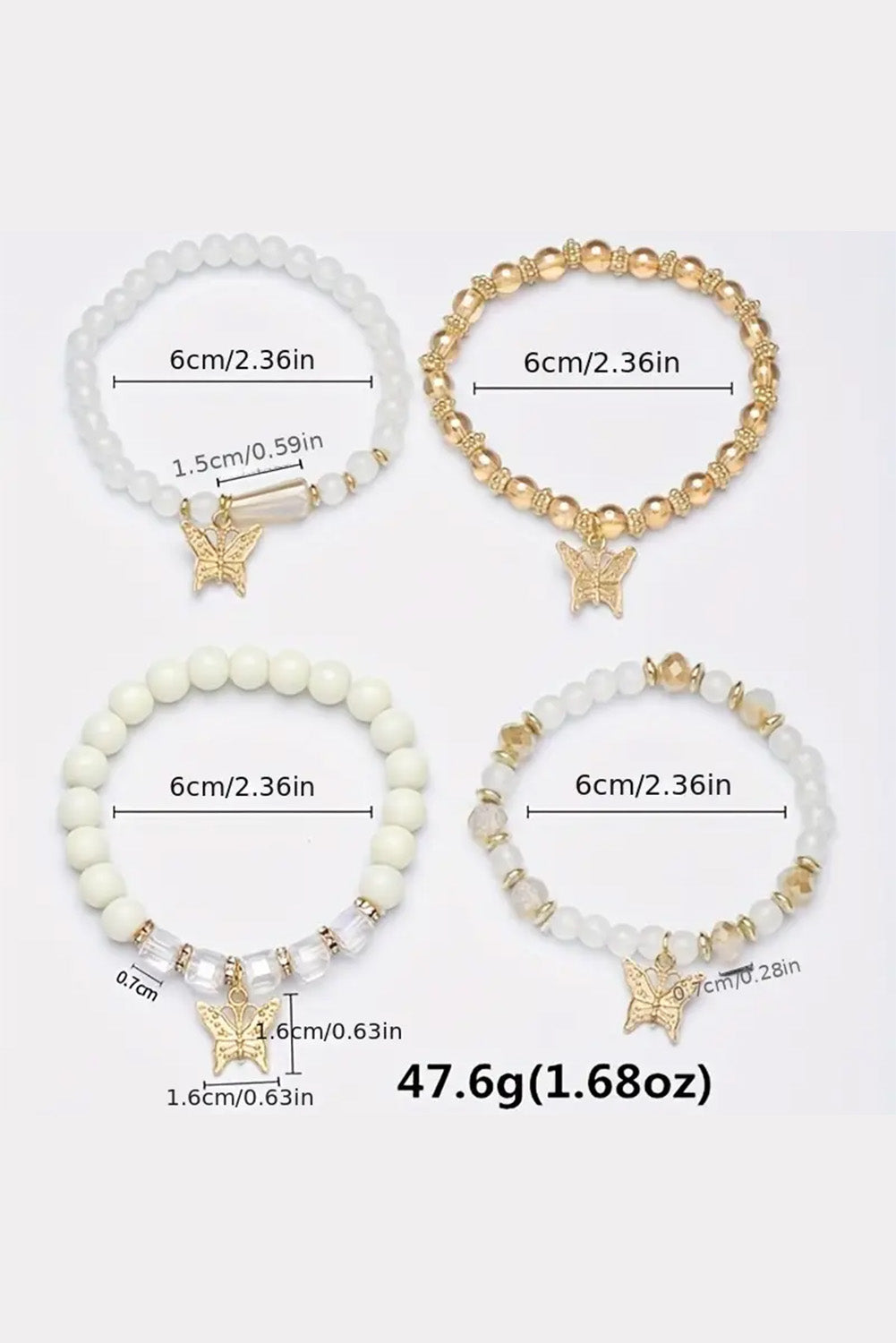 Ensemble de 4 bracelets bohèmes en perles papillon