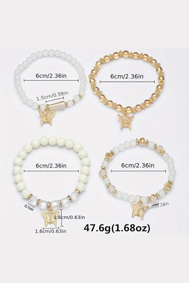 Ensemble de 4 bracelets bohèmes en perles papillon