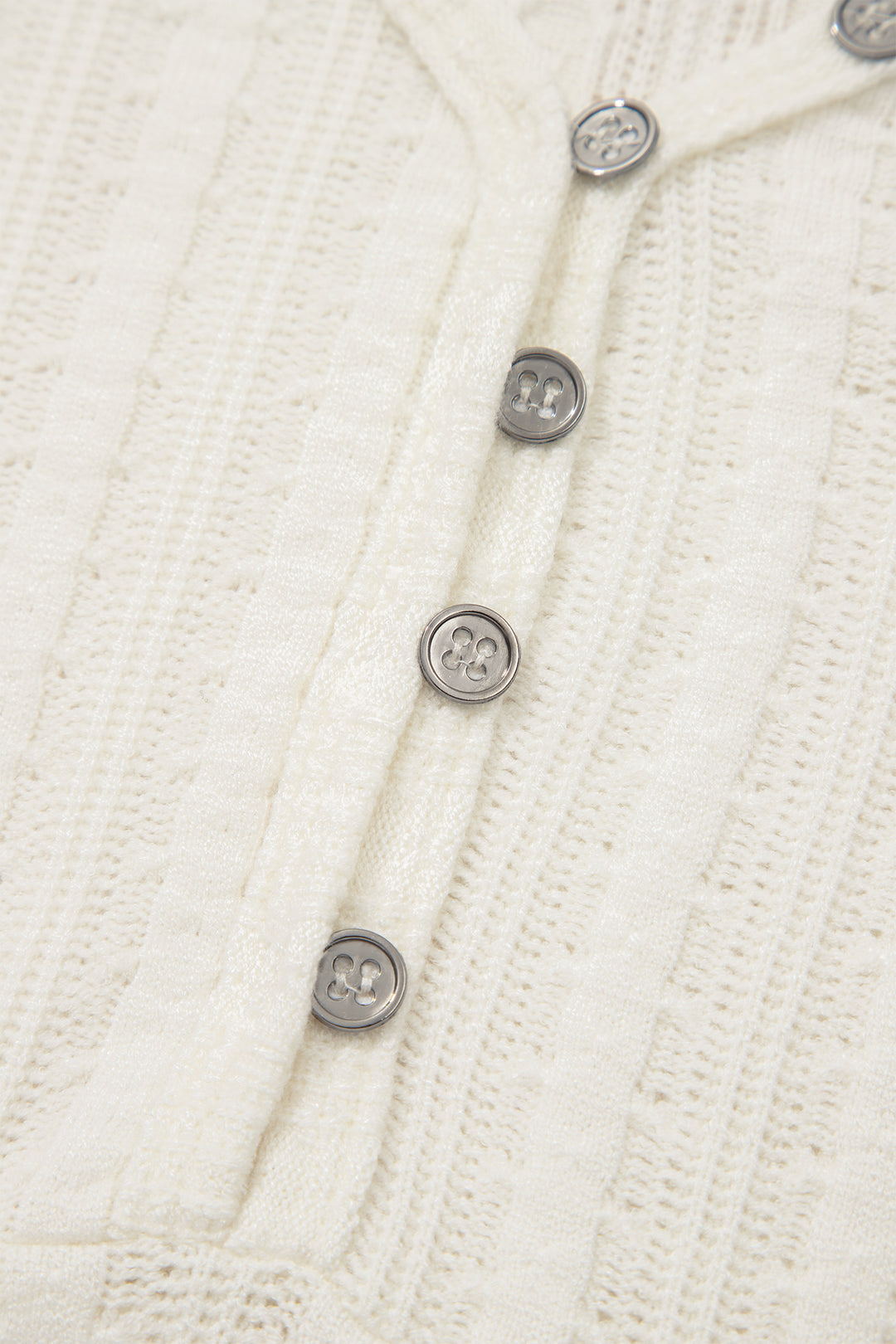 Solid Color Textured Button V Neck Raw Seam Henley Tee