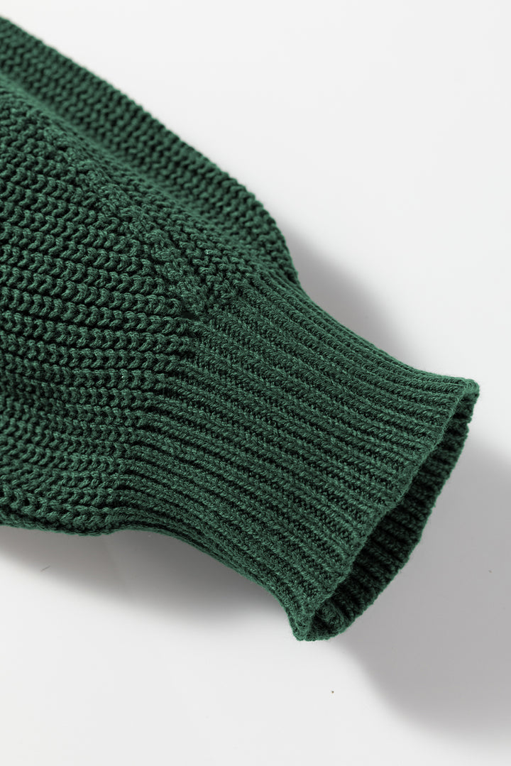 Mist Green Solid Color Front Seam Drop Shoulder Loose Sweater