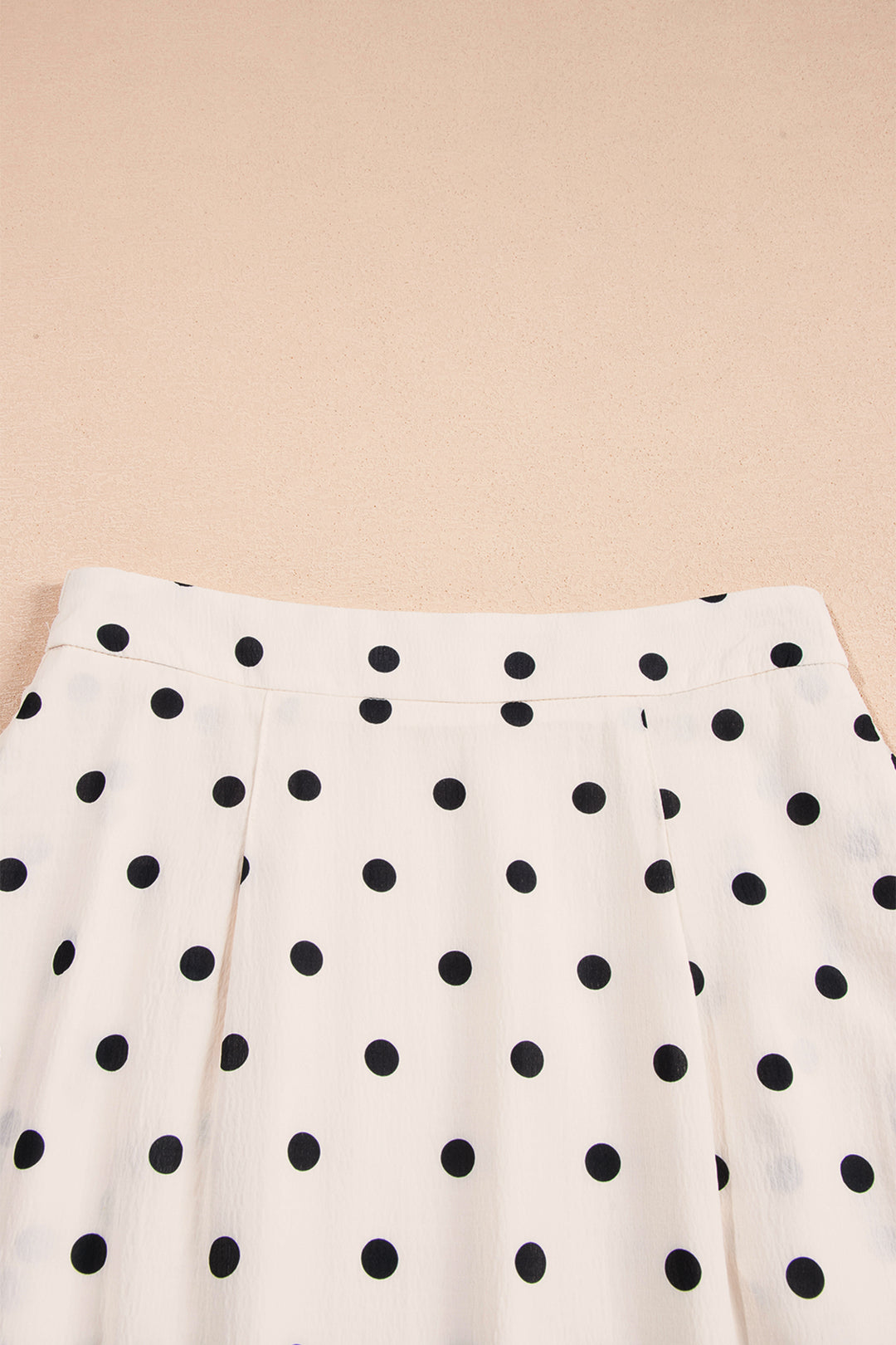 White Polka Dot Ruffled Slit Maxi Skirt