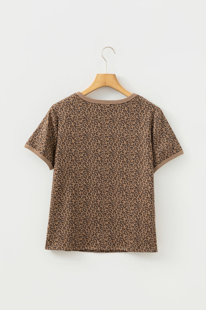 Fierce Leopard Crew Neck T Shirt