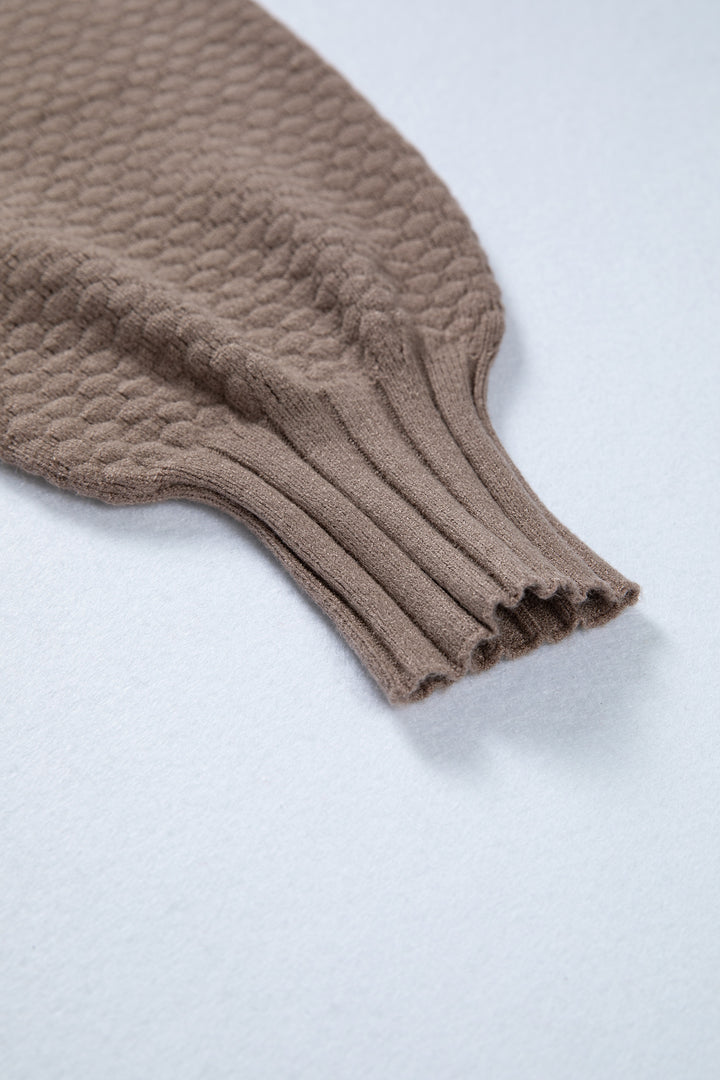 Mixed Texture Knit Button V Neck Sweater Cardigan
