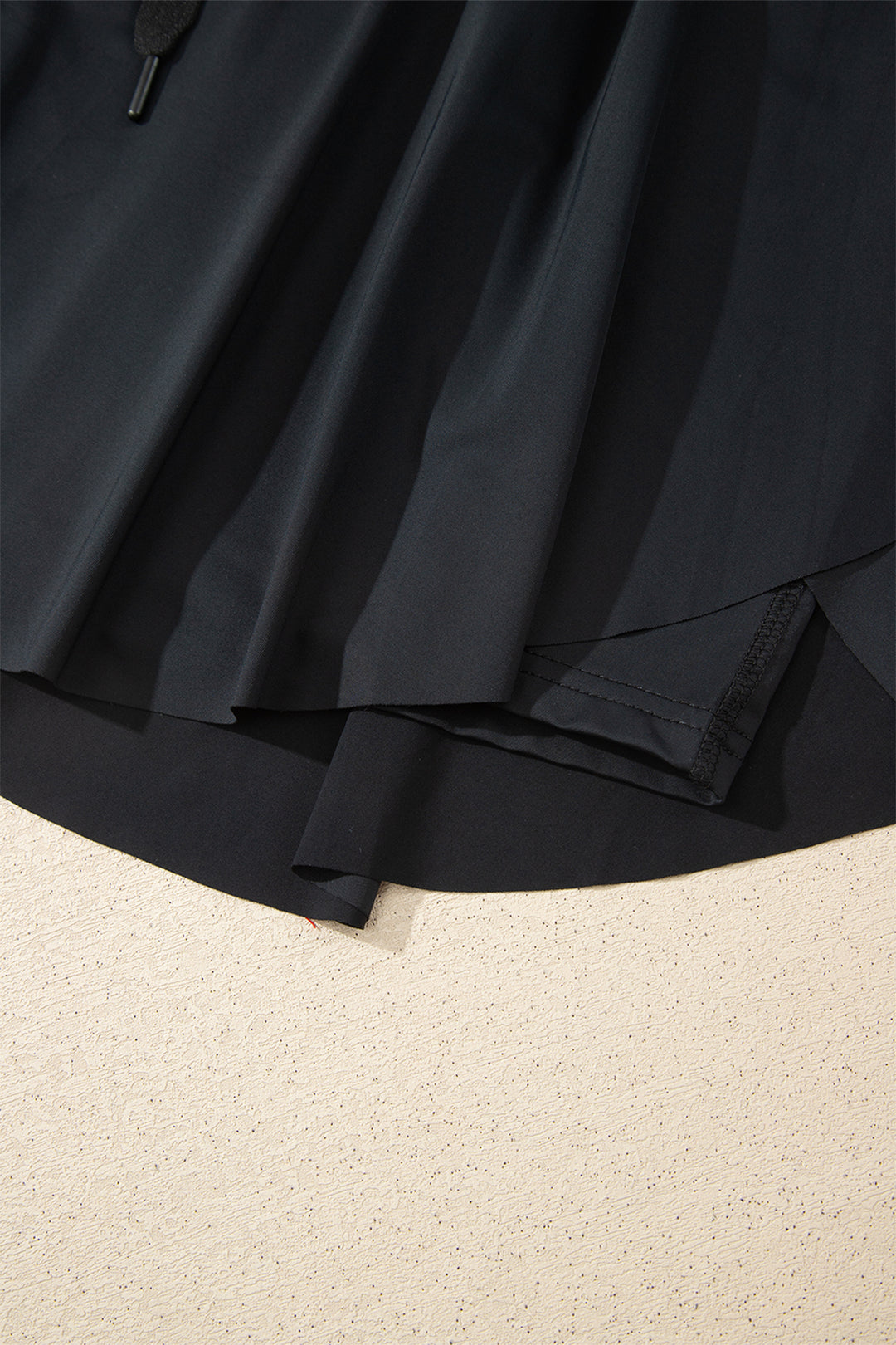 Black Plus Size Drawstring Waist Flared Tennis Skort