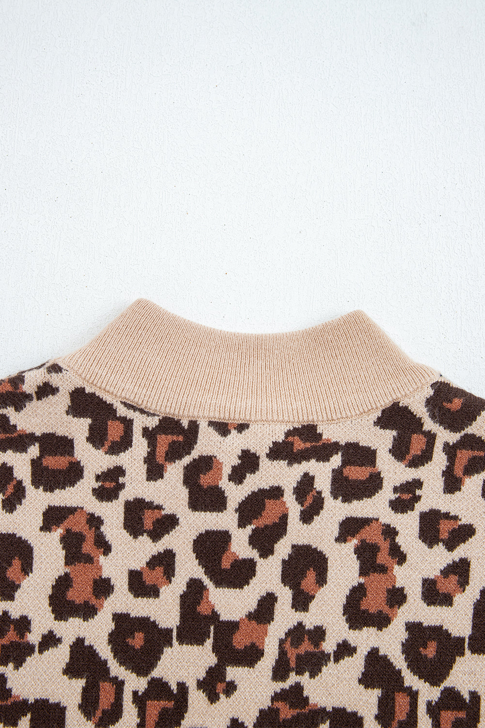 Leopard Print High Neck Shift Mini Sweater Dress