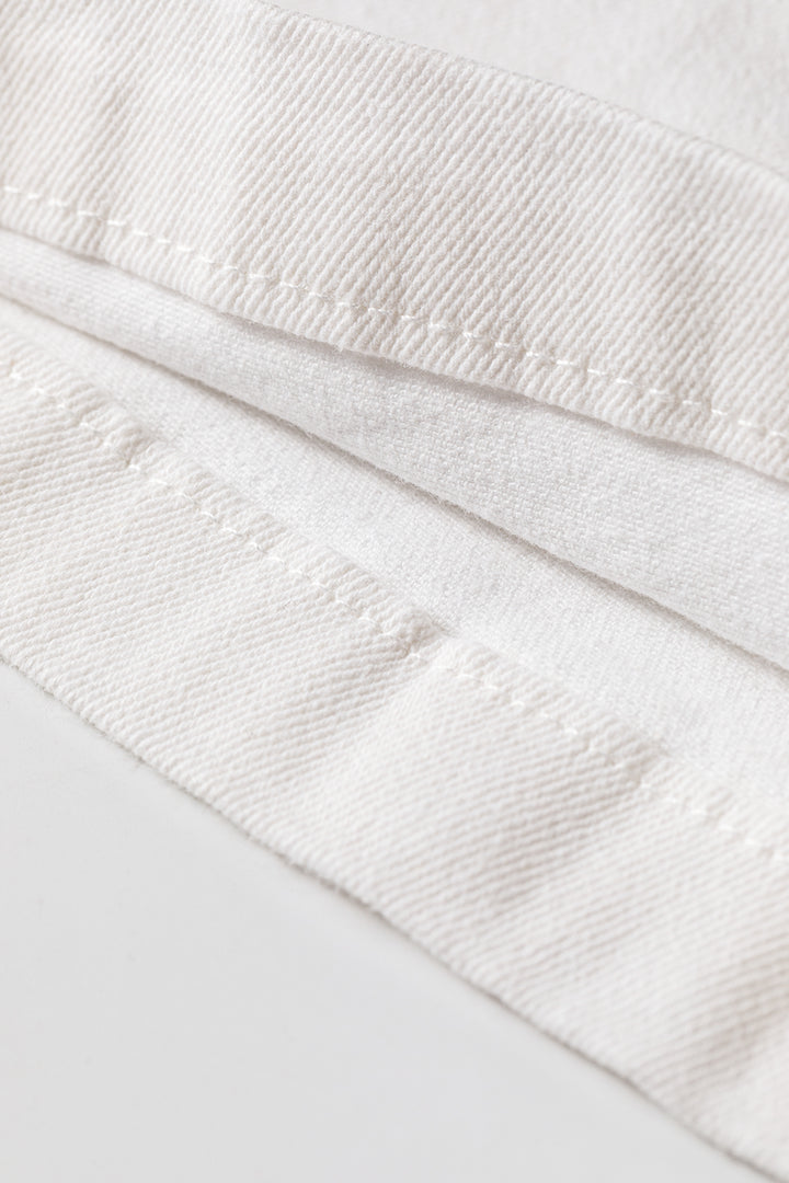 White Pearl Embellished Side Seam Ankle-length Shift Jeans