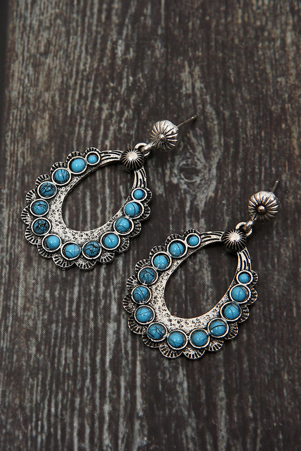 Western Turquoise Cut Out Stud Drop Earrings