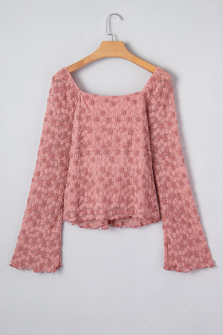 Drawstring Knot Detail Floral Lace Blouse