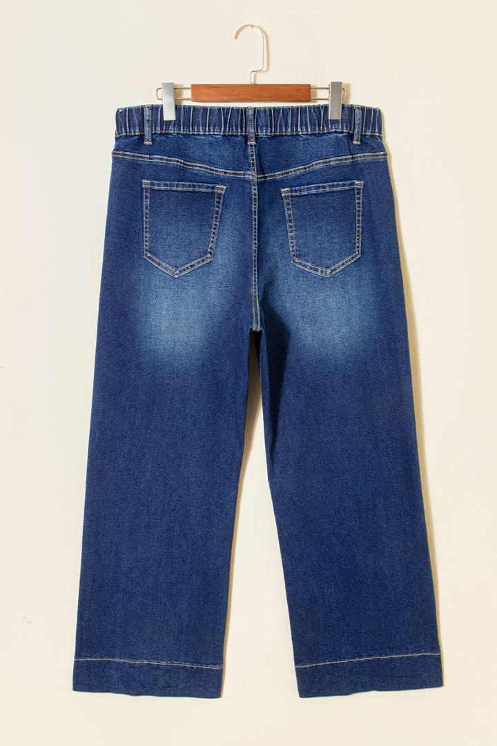 Blue Acid Wash Contrast Lace-up Plus Size Jeans