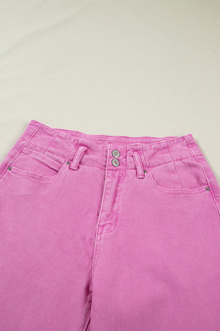 Bonbon 2-Button High Waist Wide Leg Jeans