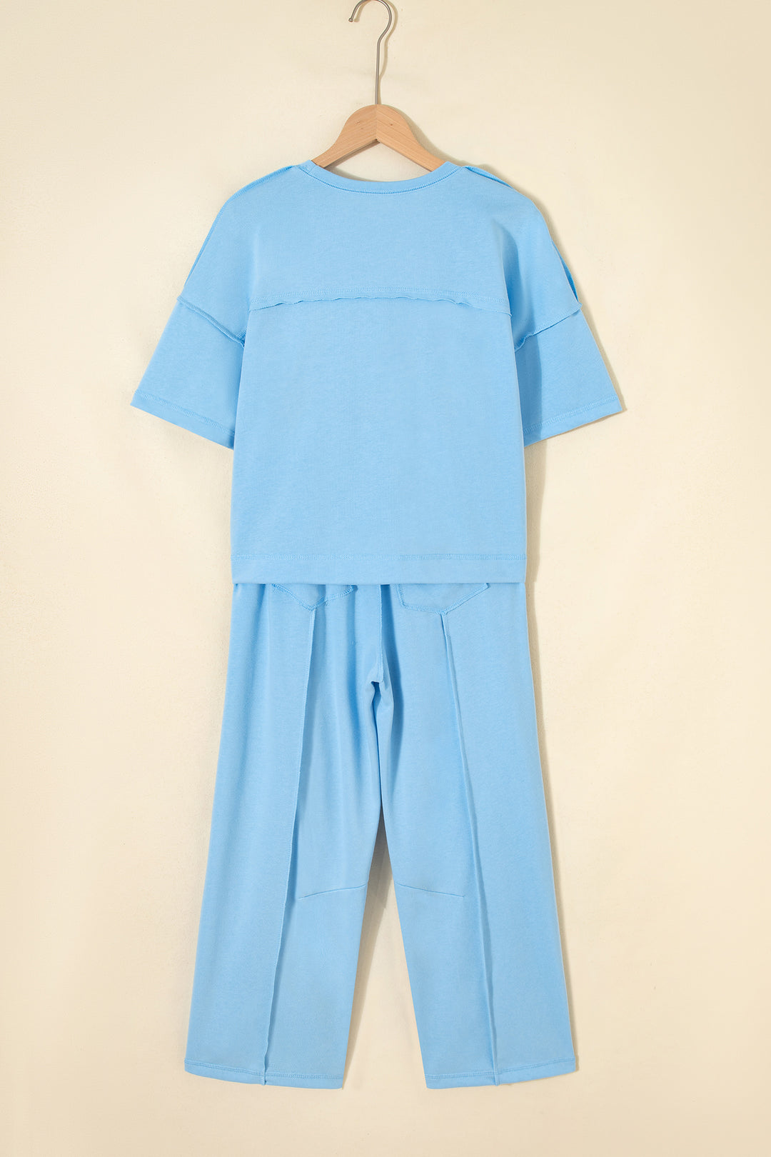 Sky Blue Drop Shoulder Boxy Tee and Barrel Pants Set